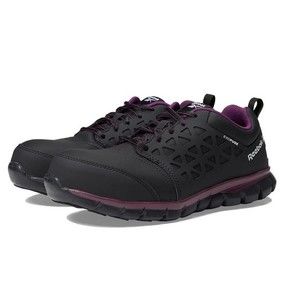 6W 6 WIDE Reebok Women's RB492 Sublite Exofuse‎ Black Purple Work Sneakers Shoes